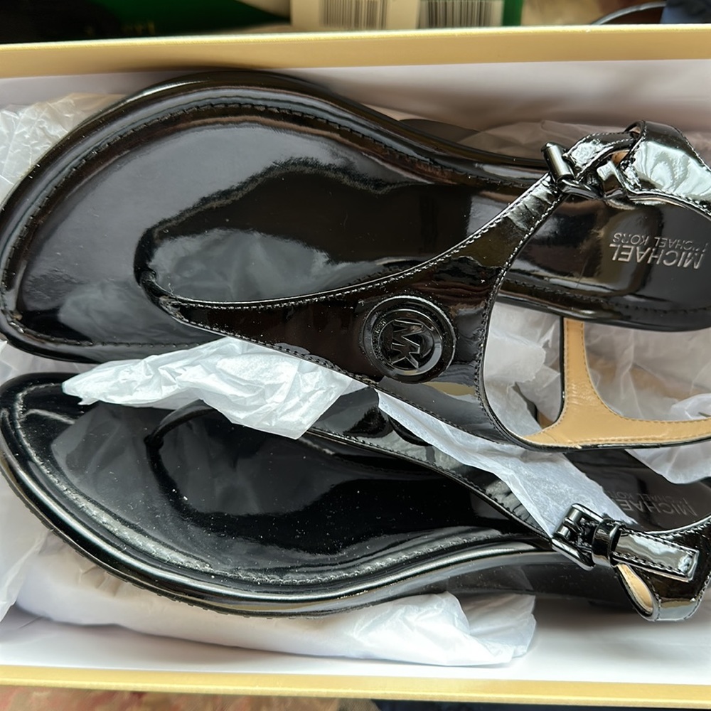 Michael kors Ramona sandals patent leather black size 9